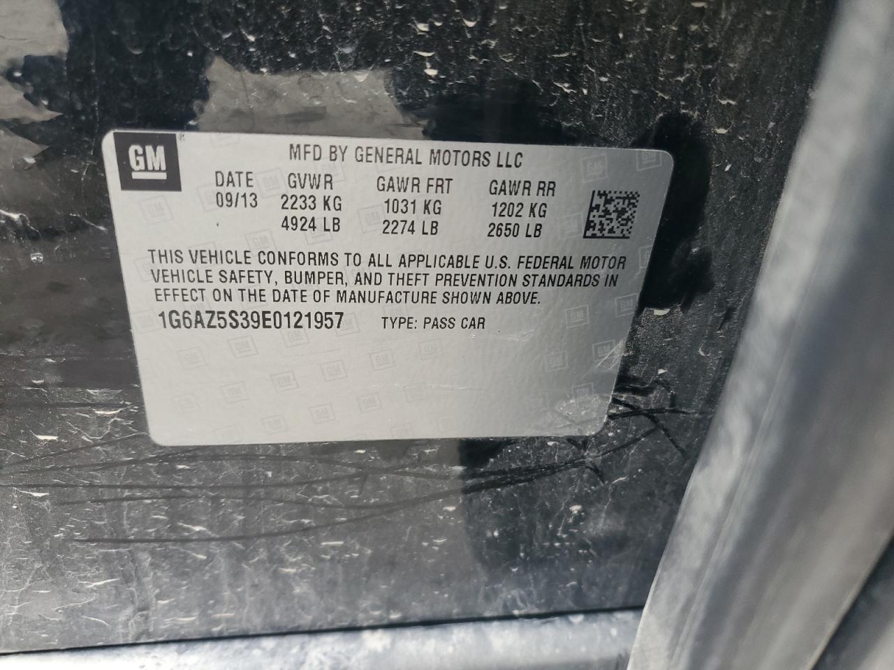 2014 Cadillac Cts Premium Collection VIN: 1G6AZ5S39E0121957 Lot: 91854815