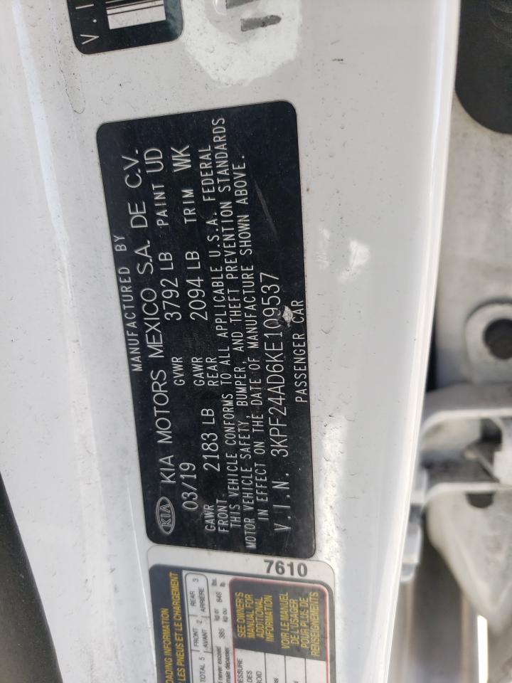 2019 Kia Forte Fe VIN: 3KPF24AD6KE109537 Lot: 92215795