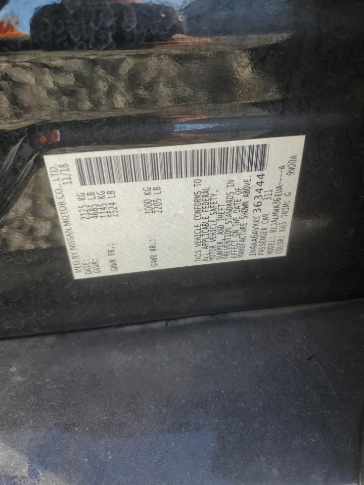 2019 Nissan Maxima S VIN: 1N4AA6AVXKC363444 Lot: 93195545