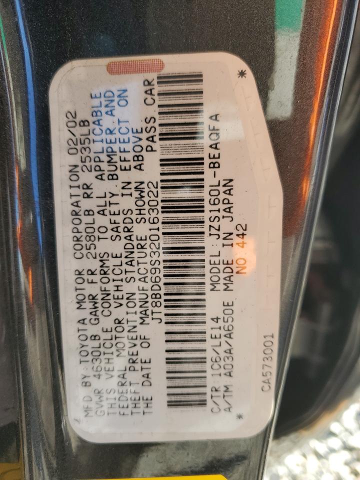 2002 Lexus Gs 300 VIN: JT8BD69S320163022 Lot: 91932505