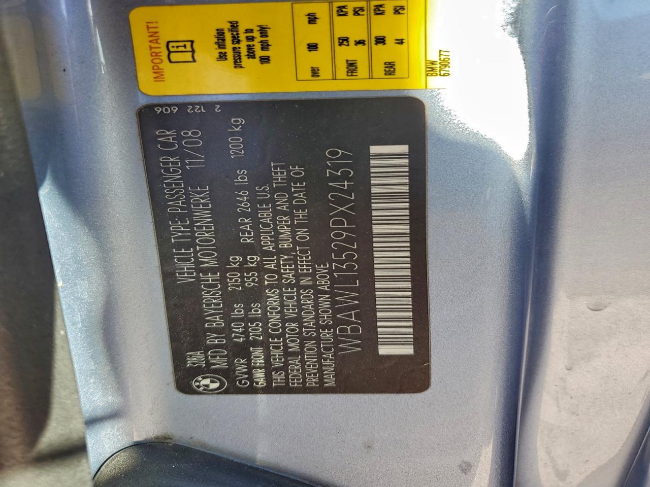 2009 BMW 328 I VIN: WBAWL13529PX24319 Lot: 91316915