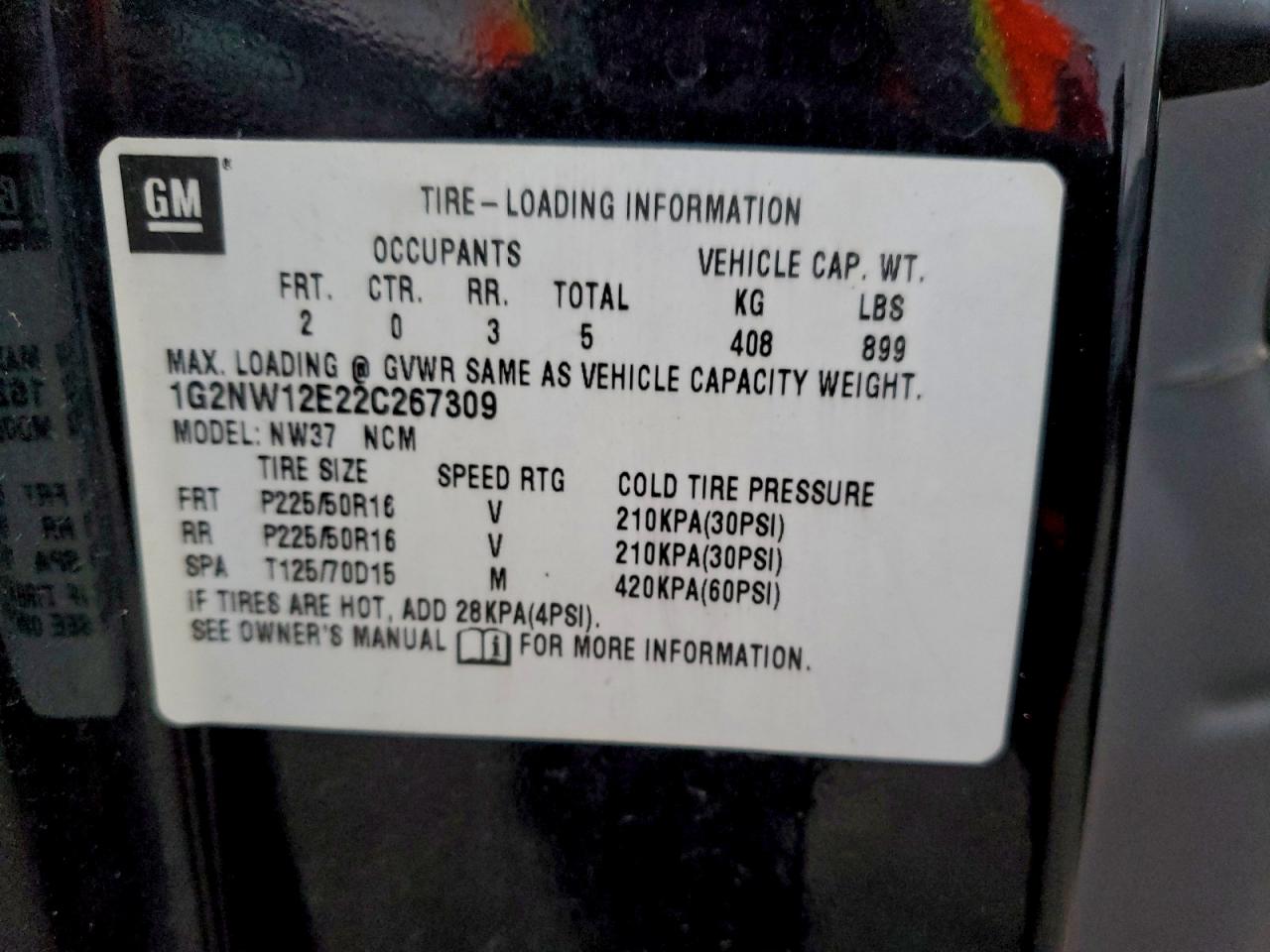 2002 Pontiac Grand Am Gt VIN: 1G2NW12E22C267309 Lot: 93356755