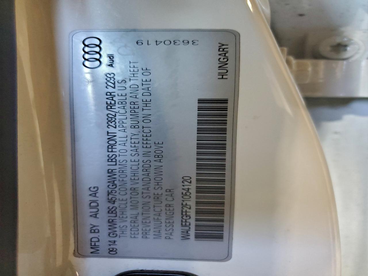 2015 Audi A3 Premium Plus VIN: WAUEFGFF2F1054120 Lot: 93615155