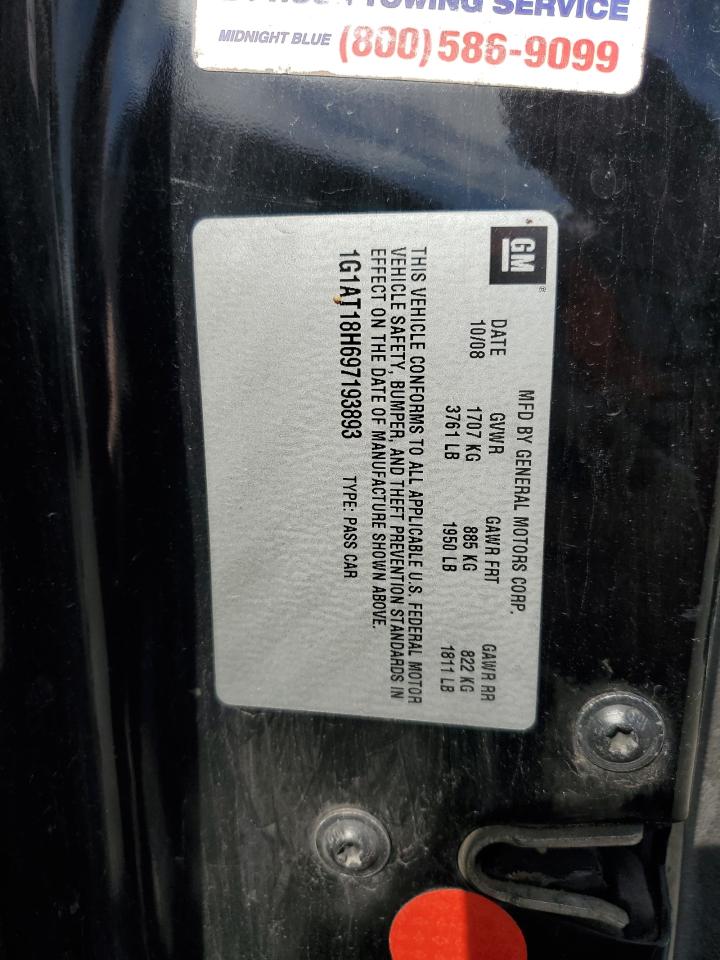 2009 Chevrolet Cobalt Lt VIN: 1G1AT18H697193893 Lot: 90819265