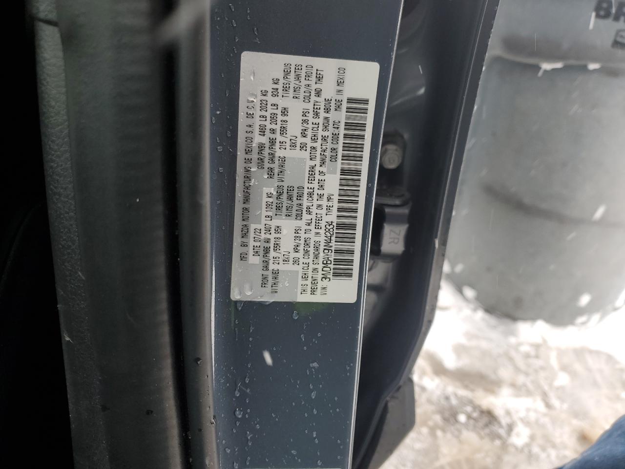 2022 Mazda Cx-30 VIN: 3MVDMBAY9NM442834 Lot: 91933855