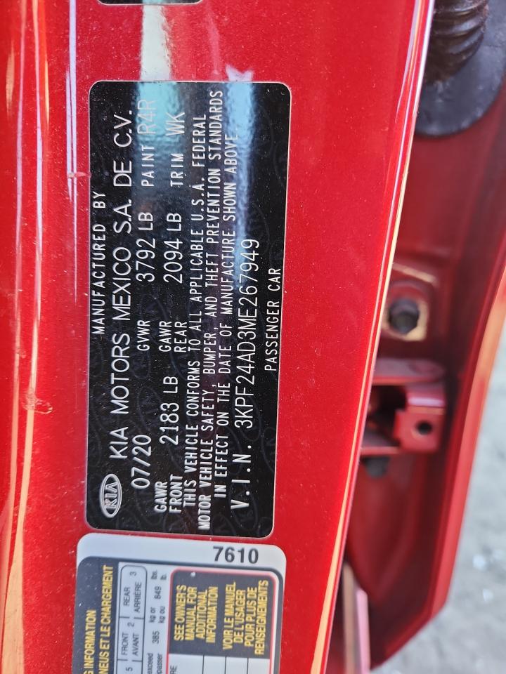 2021 Kia Forte Fe VIN: 3KPF24AD3ME267949 Lot: 91316825