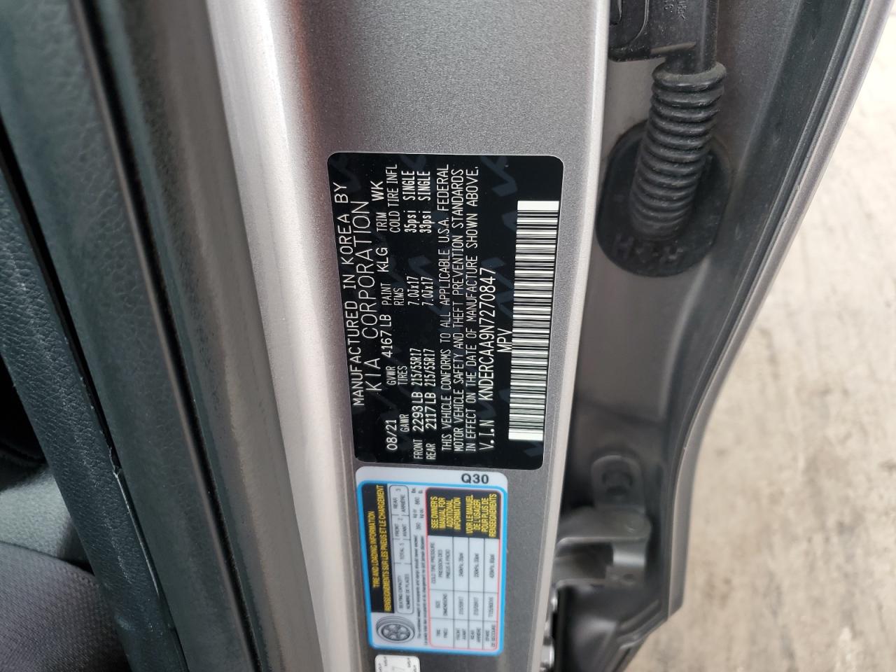 2022 Kia Seltos Ex VIN: KNDERCAA9N7270847 Lot: 91130825