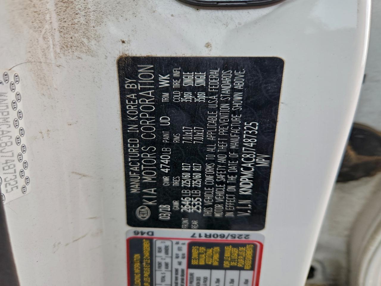 2018 Kia Sportage Lx VIN: KNDPMCAC8J7487325 Lot: 93680315