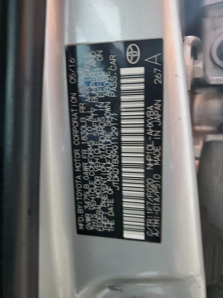 2016 Toyota Prius C VIN: JTDKDTB39G1129171 Lot: 93258465