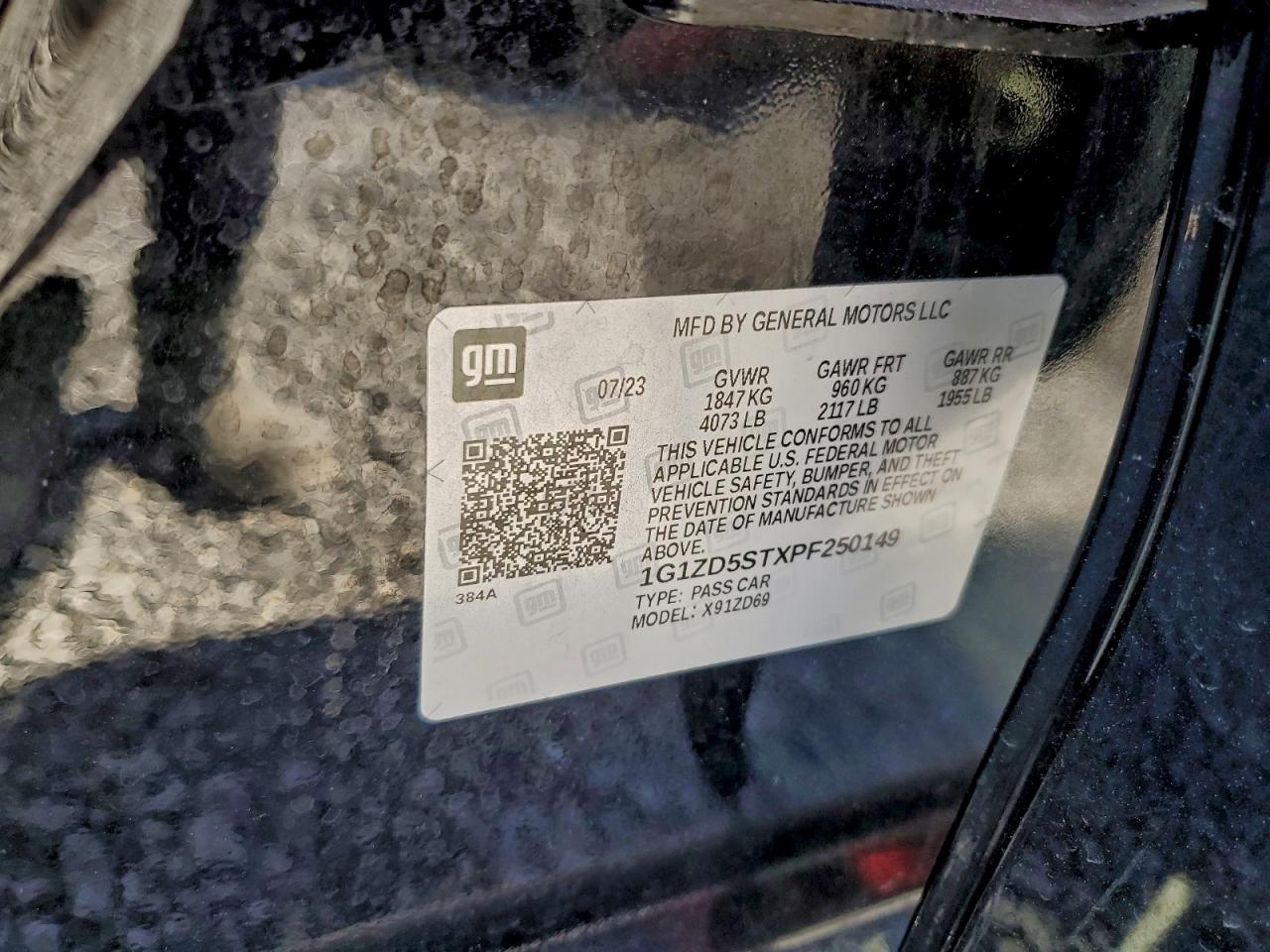 2023 Chevrolet Malibu Lt VIN: 1G1ZD5STXPF250149 Lot: 94100085