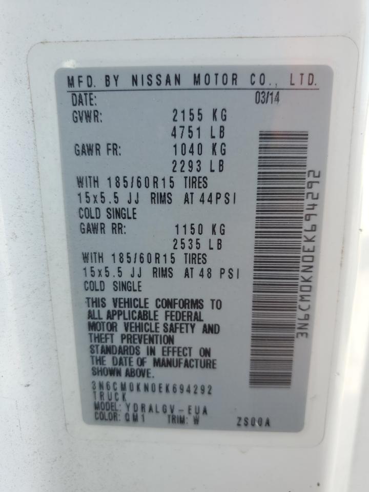 2014 Nissan Nv200 Delivery Van VIN: 3N6CM0KN0EK694292 Lot: 91827445