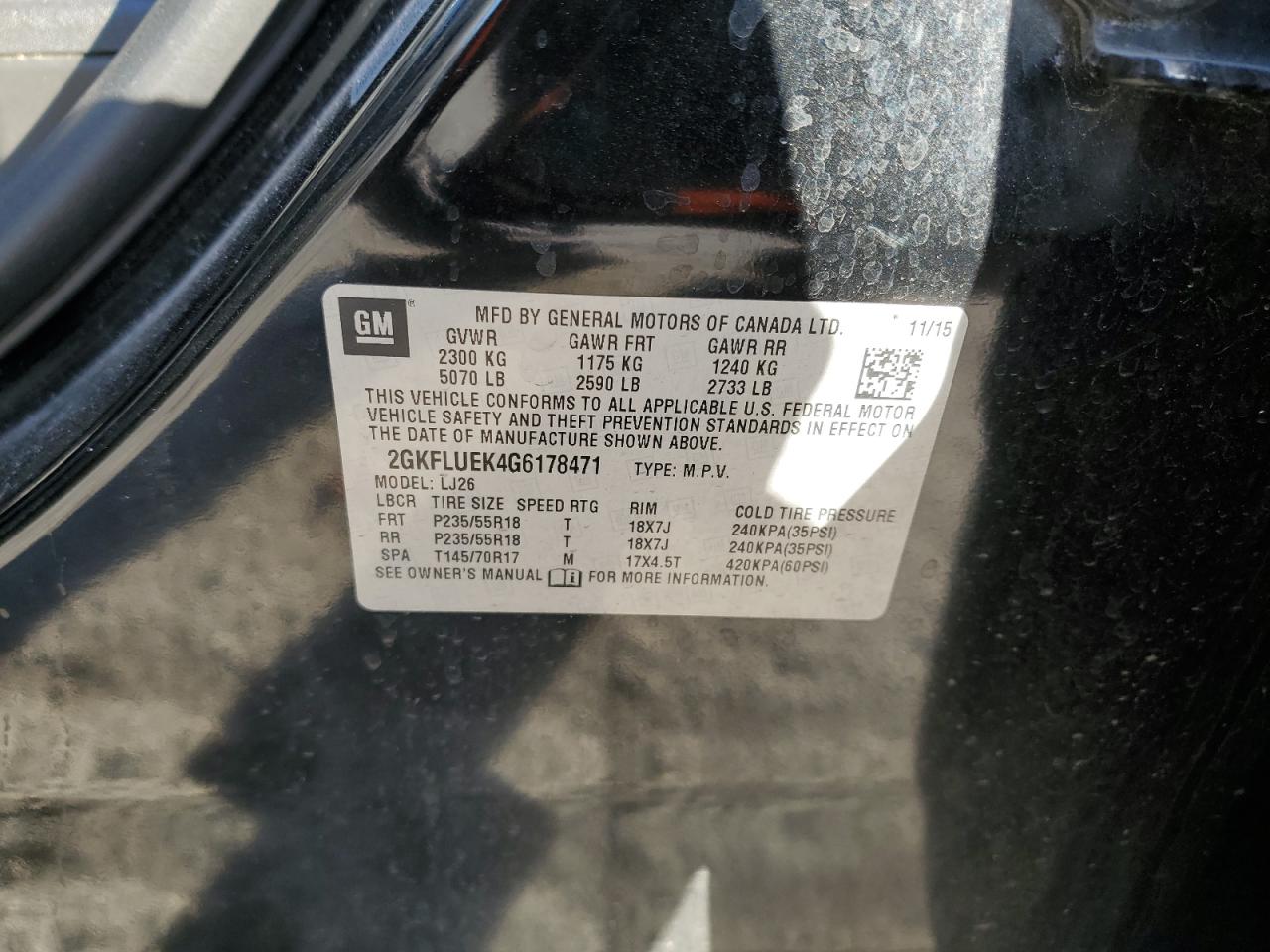 2016 GMC Terrain Slt VIN: 2GKFLUEK4G6178471 Lot: 91634245