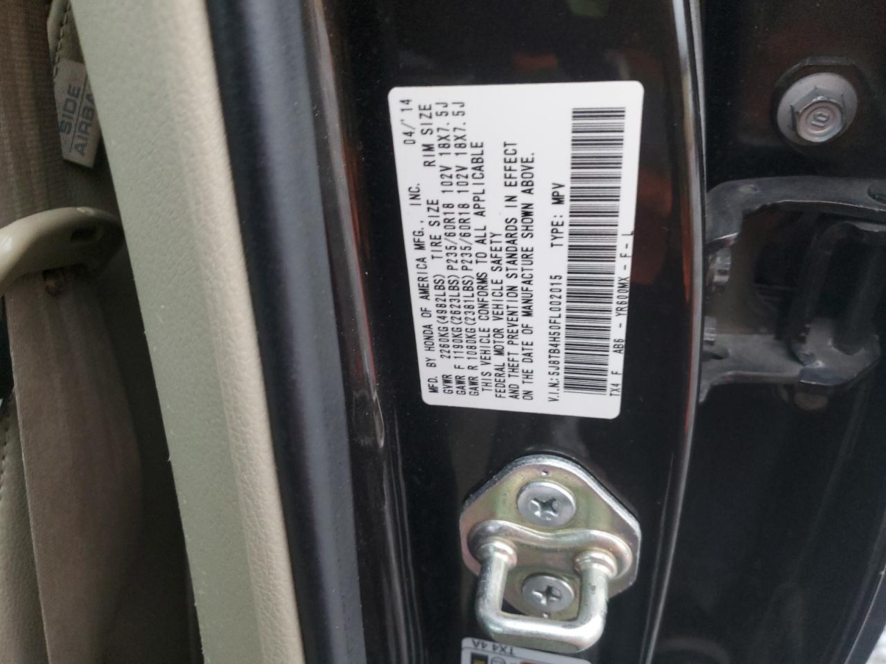 2015 Acura Rdx Technology VIN: 5J8TB4H50FL002015 Lot: 93482145