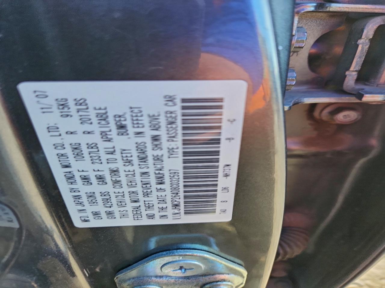 2008 Honda Accord Lxp VIN: JHMCP26408C032597 Lot: 93975205