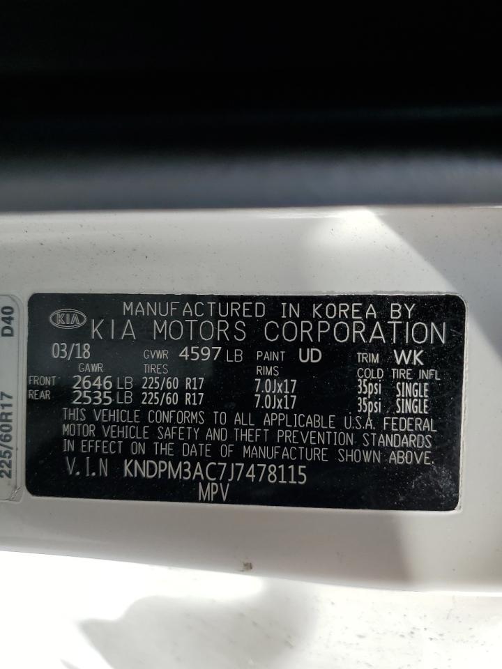 2018 Kia Sportage Lx VIN: KNDPM3AC7J7478115 Lot: 91022805