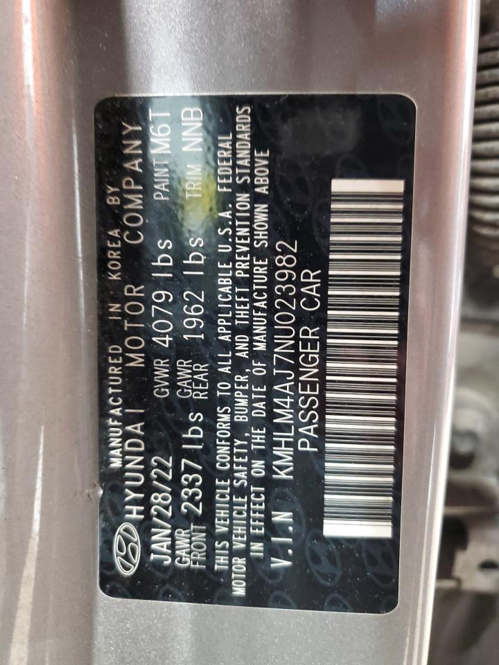 2022 Hyundai Elantra Blue VIN: KMHLM4AJ7NU023982 Lot: 92658575