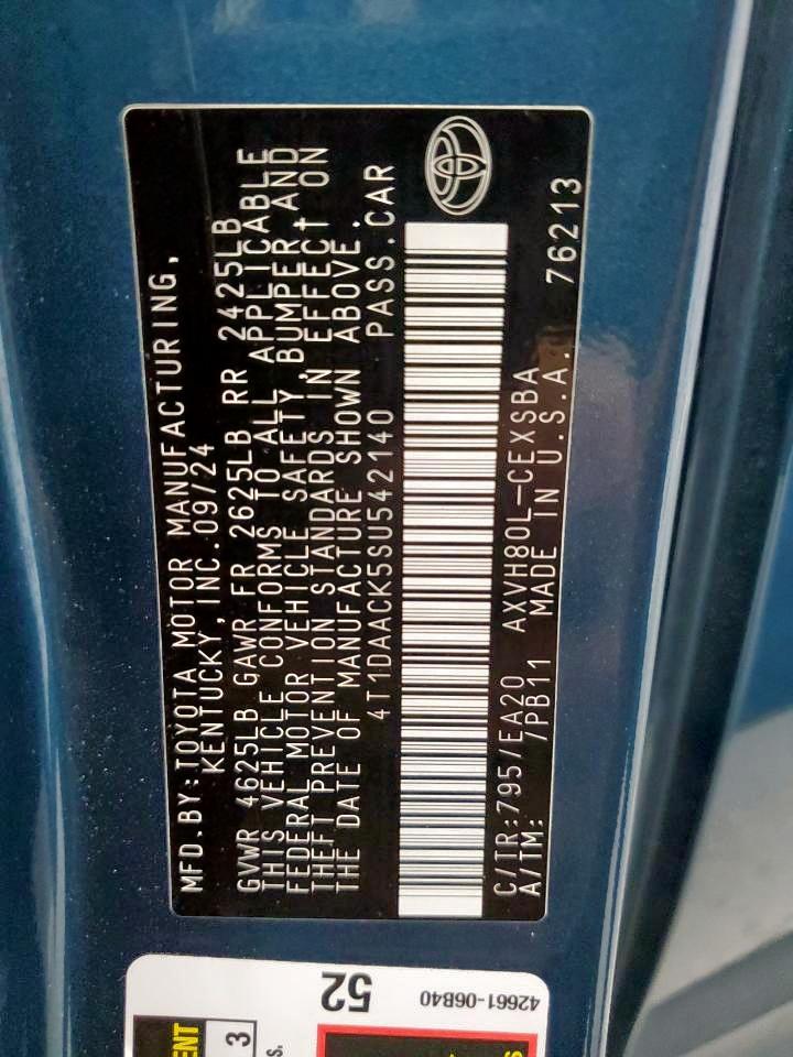 2025 Toyota Camry Xse VIN: 4T1DAACK5SU542140 Lot: 92070085