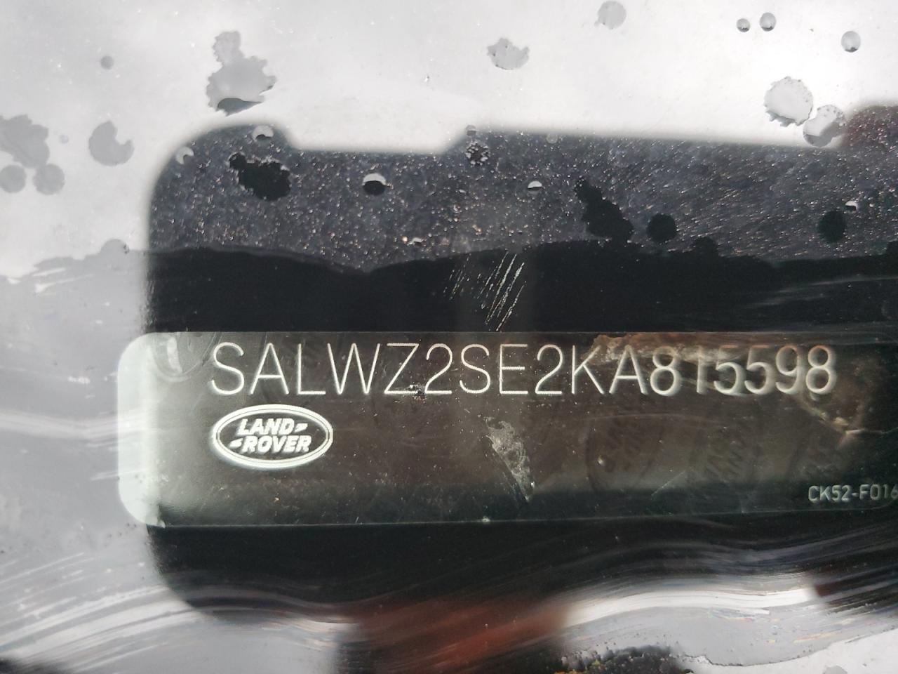 2019 Land Rover Range Rover Sport Svr VIN: SALWZ2SE2KA815598 Lot: 62174165