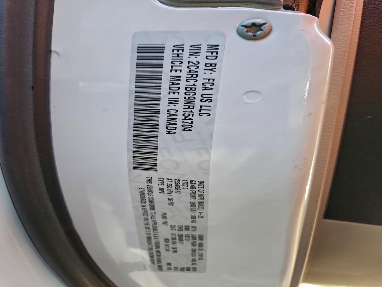 2022 Chrysler Pacifica Touring L VIN: 2C4RC1BG9NR154704 Lot: 93636745