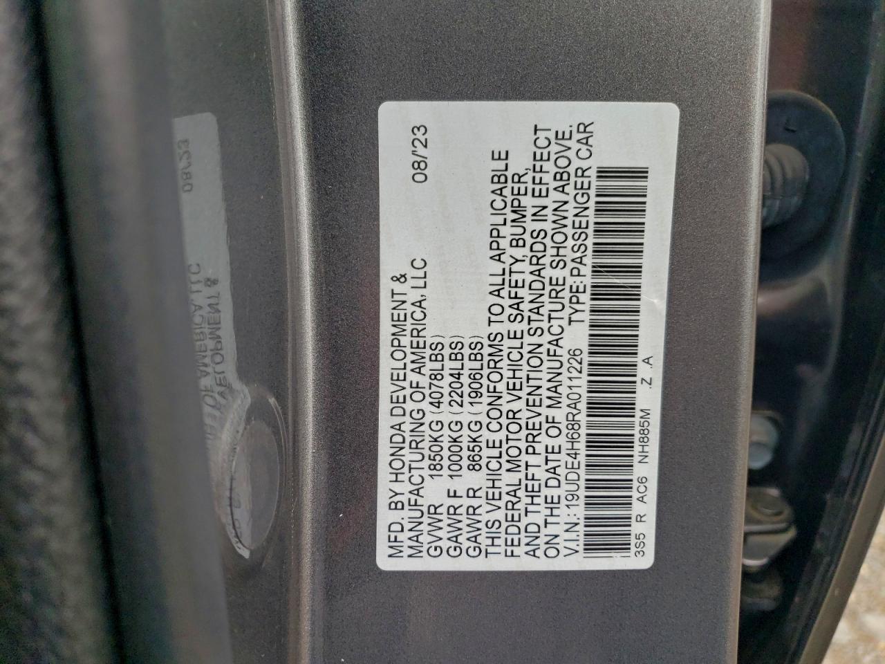 2024 Acura Integra A-Spec Tech VIN: 19UDE4H68RA011226 Lot: 94138065