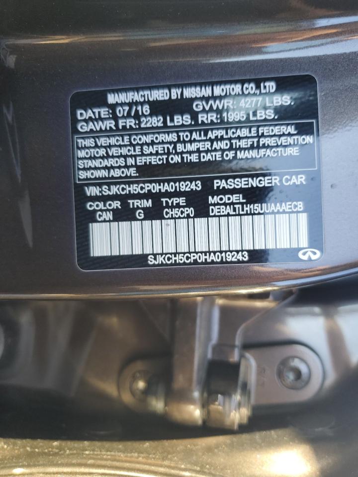 2017 Infiniti Qx30 Base VIN: SJKCH5CP0HA019243 Lot: 92017085