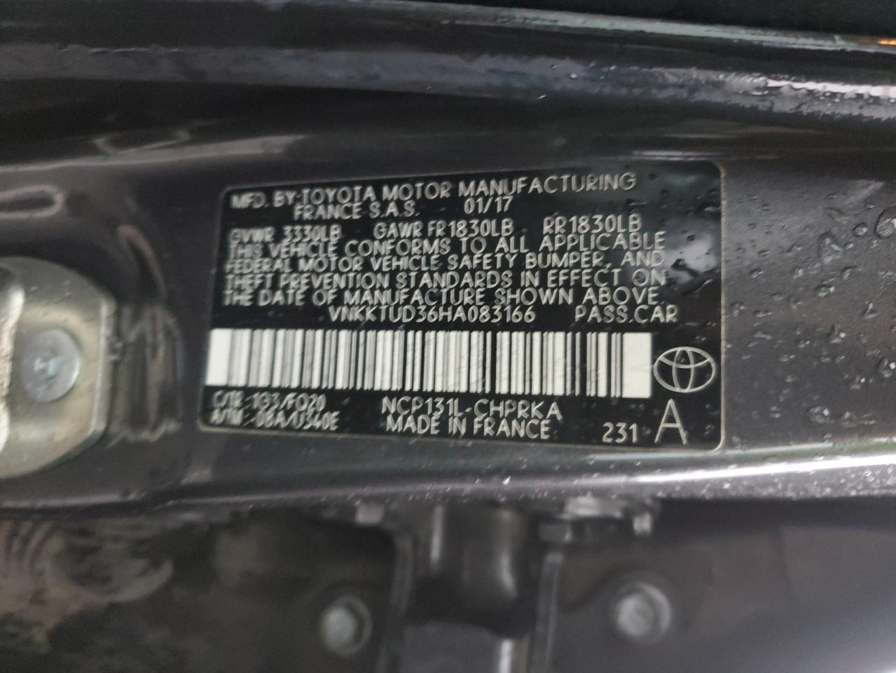 2017 Toyota Yaris L VIN: VNKKTUD36HA083166 Lot: 92836755