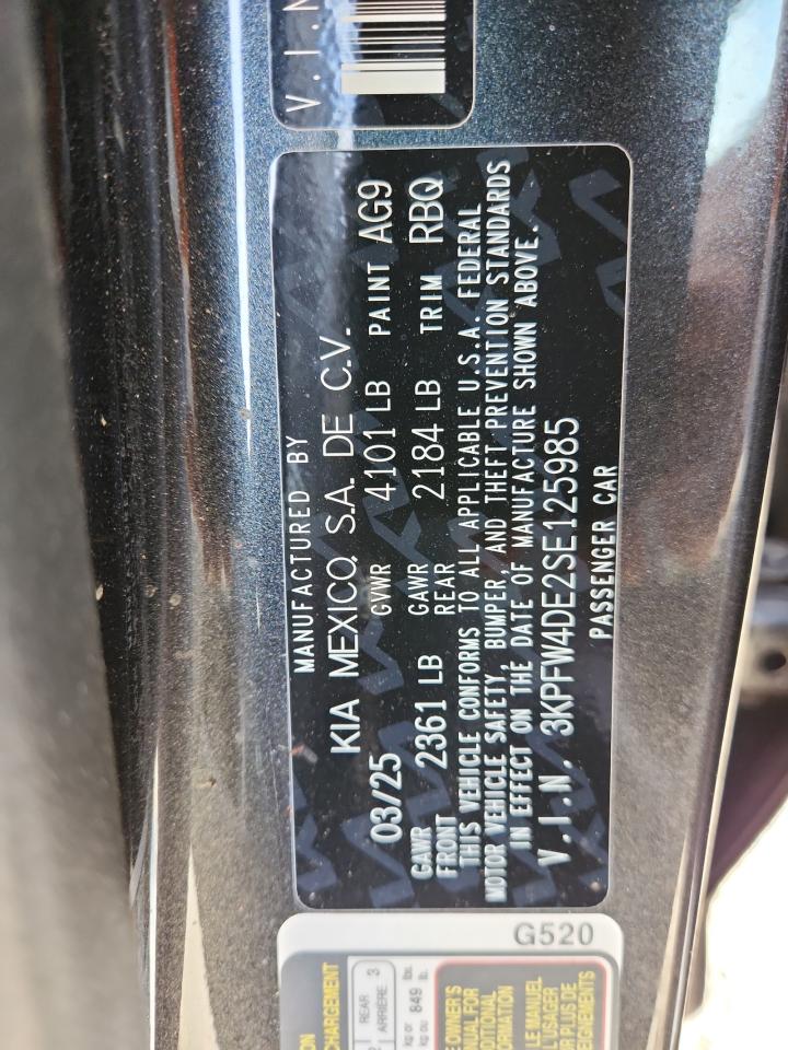 2025 Kia K4 Gt Line VIN: 3KPFW4DE2SE125985 Lot: 92940035