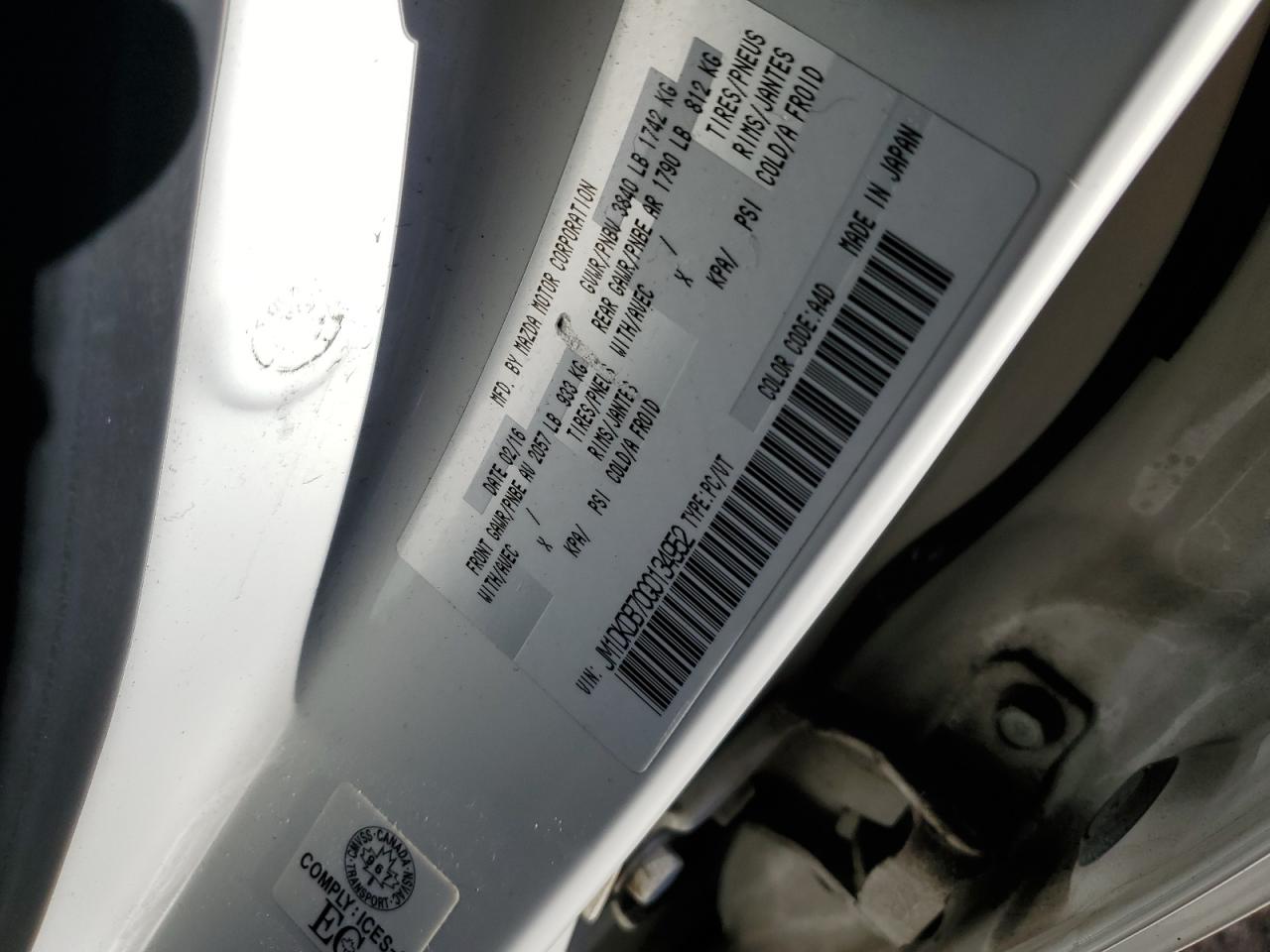 2016 Mazda Cx-3 Sport VIN: JM1DKDB70G0134952 Lot: 91034185