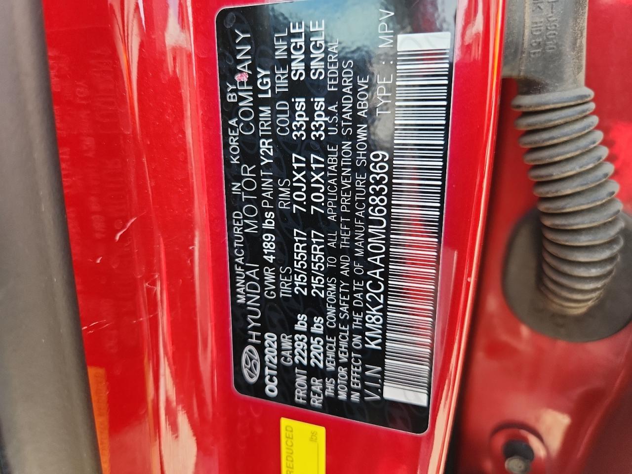 2021 Hyundai Kona Sel VIN: KM8K2CAA0MU683369 Lot: 91646865