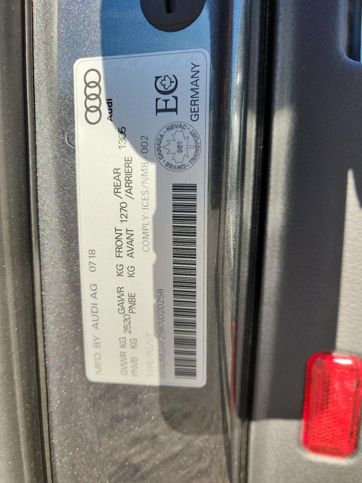 2019 Audi A6 Prestige VIN: WAUM2AF29KN020258 Lot: 91456095