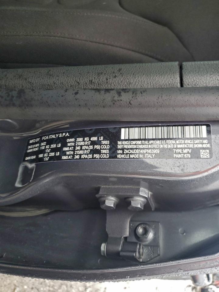 2022 Jeep Renegade Latitude VIN: ZACNJDB14NPN63969 Lot: 93641145