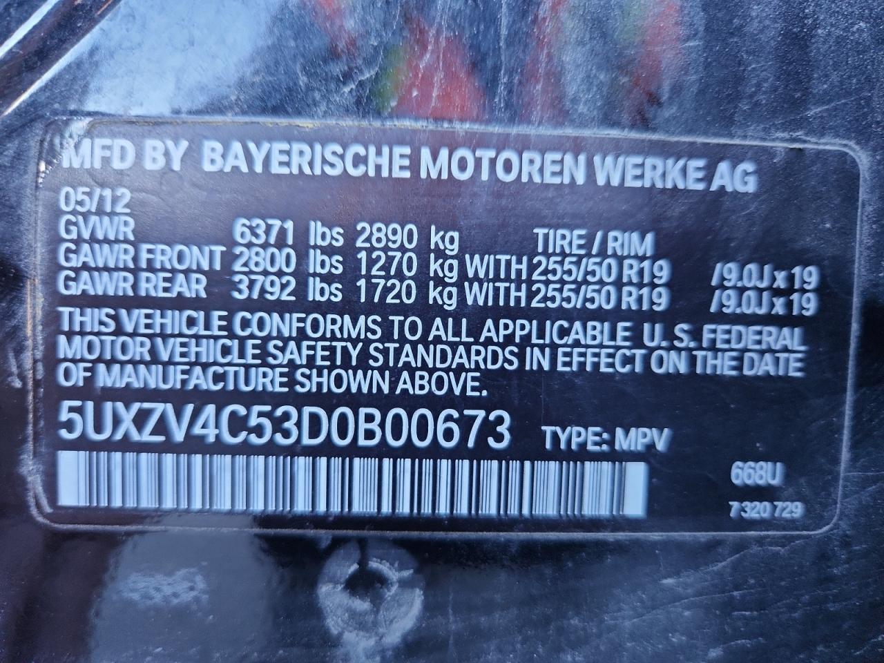 2013 BMW X5 xDrive35I VIN: 5UXZV4C53D0B00673 Lot: 93337785