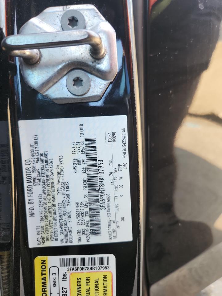 2017 Ford Fusion Se VIN: 3FA6P0H78HR107953 Lot: 93312505