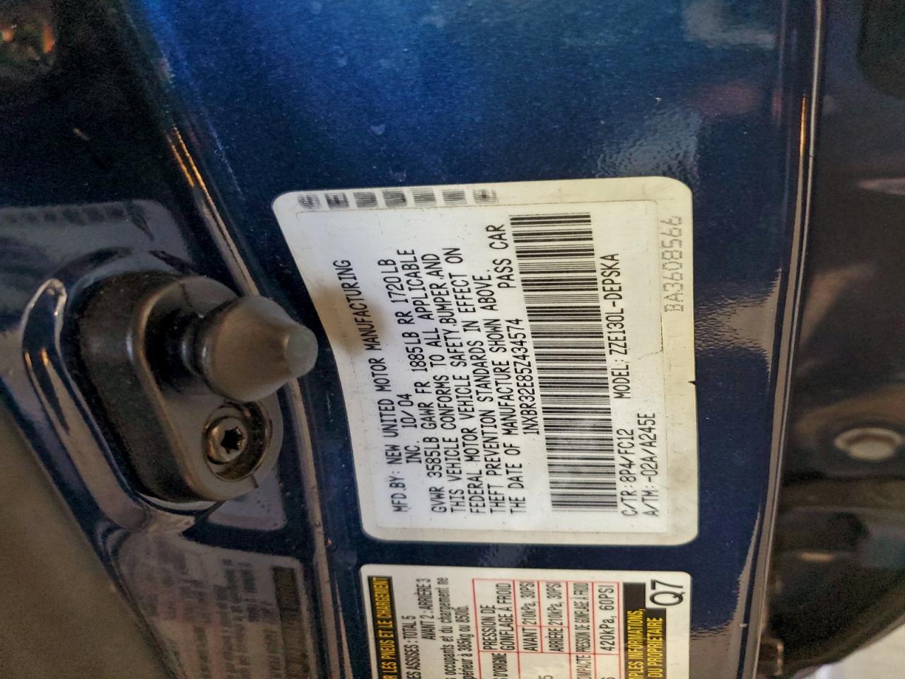 2005 Toyota Corolla Ce VIN: 1NXBR32E85Z434574 Lot: 94556825