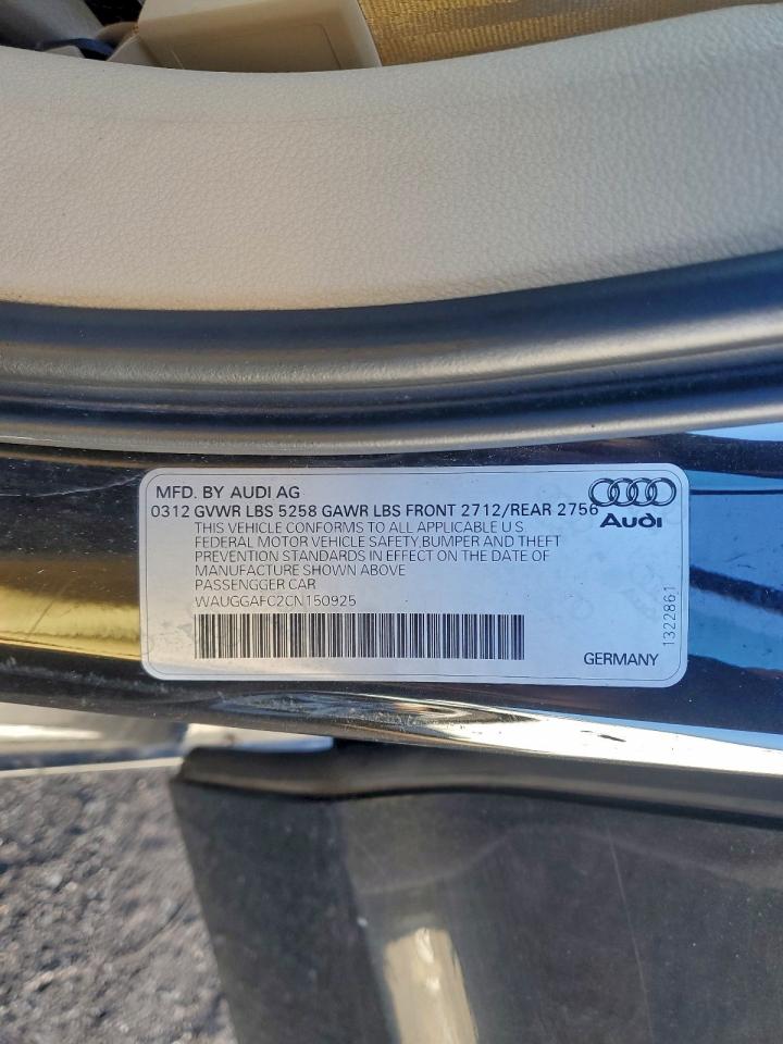 2012 Audi A6 Premium Plus VIN: WAUGGAFC2CN150925 Lot: 93496775