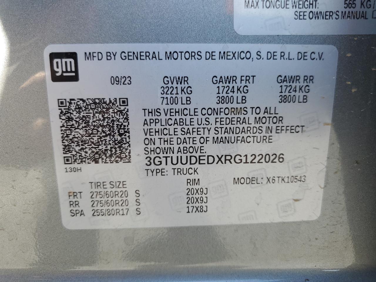 2024 GMC Sierra K1500 Slt VIN: 3GTUUDEDXRG122026 Lot: 92242595