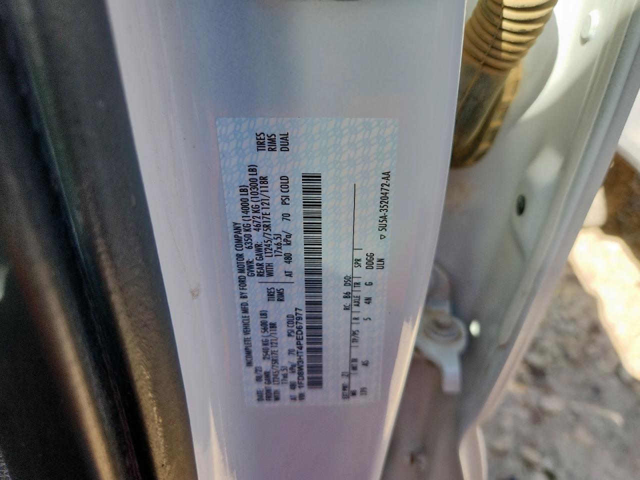 2023 Ford F350 Super Duty VIN: 1FD8W3HT4PED67977 Lot: 92514405