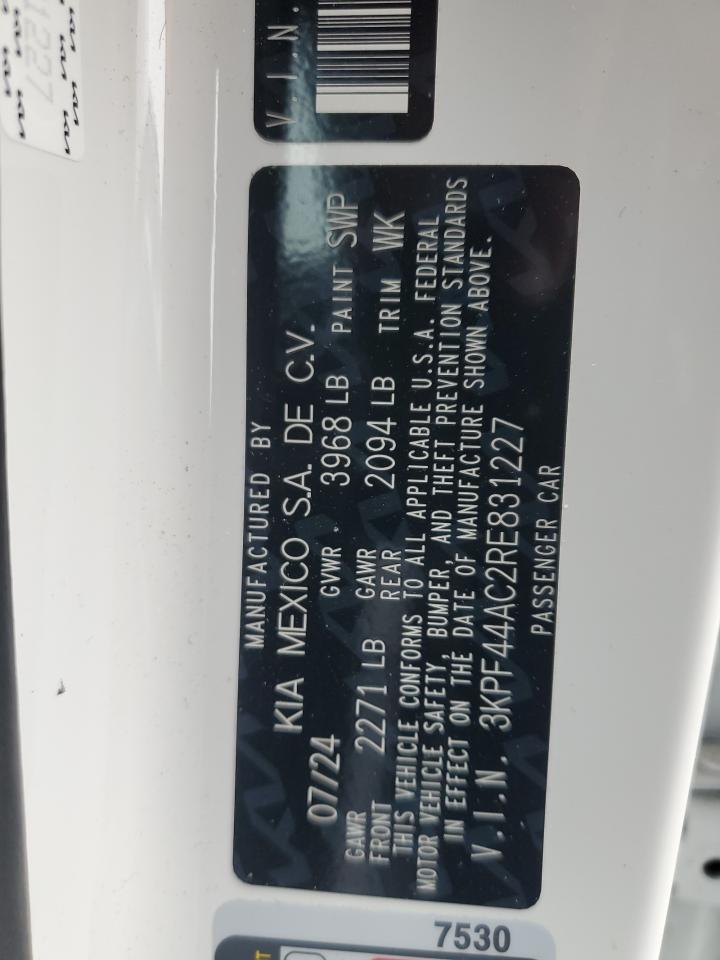 2024 Kia Forte Gt VIN: 3KPF44AC2RE831227 Lot: 93628335