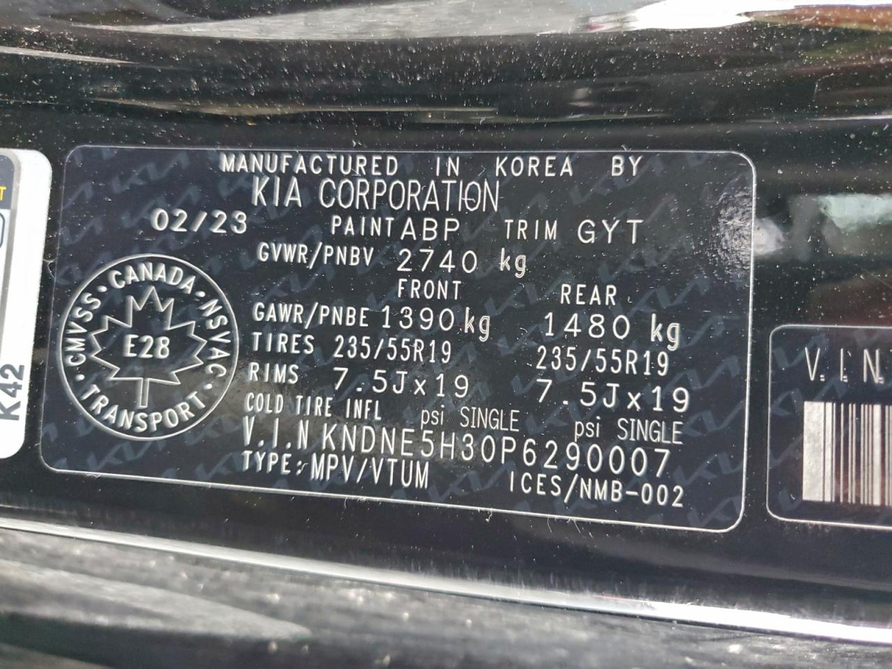 2023 Kia Carnival Sx VIN: KNDNE5H30P6290007 Lot: 94880065