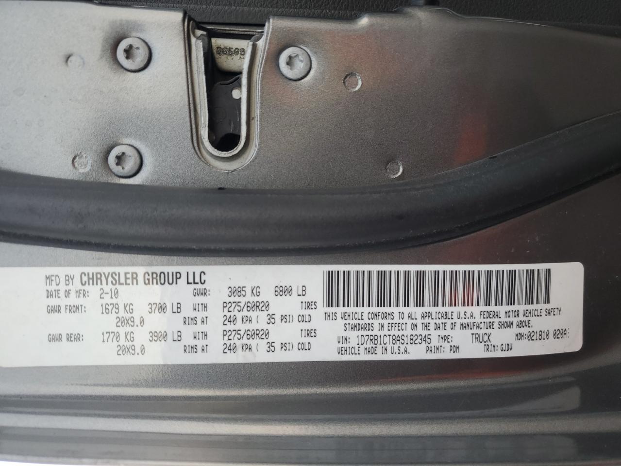2010 Dodge Ram 1500 VIN: 1D7RB1CT8AS182345 Lot: 90339155