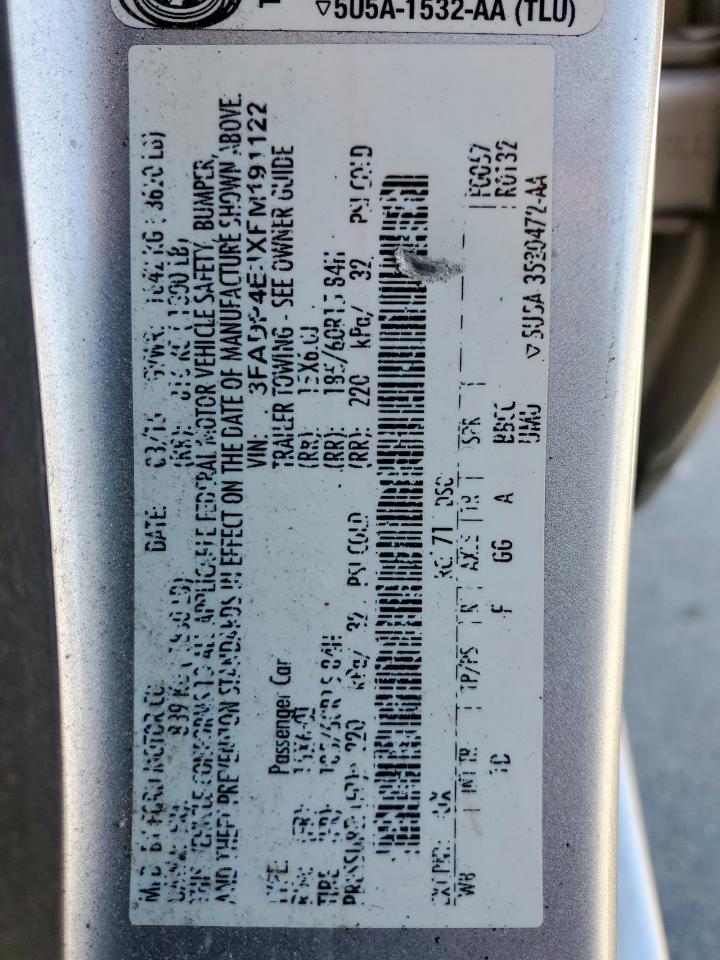 2015 Ford Fiesta Se VIN: 3FADP4EJXFM191122 Lot: 92074705