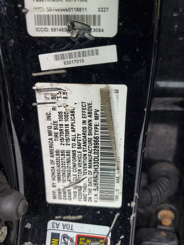 2013 Honda Cr-V Lx VIN: 5J6RM3H33DL028966 Lot: 91781485