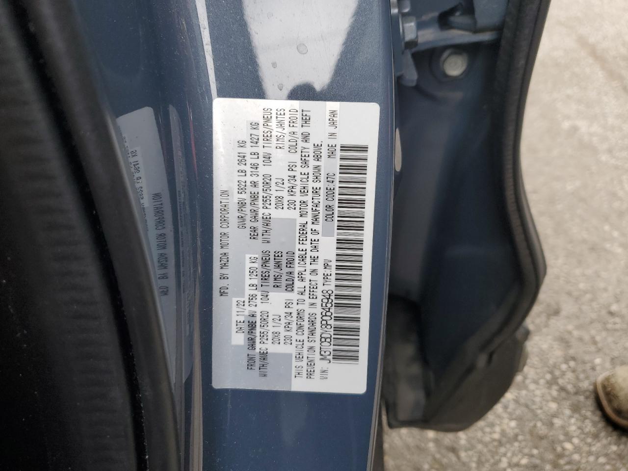 2023 Mazda Cx-9 Grand Touring VIN: JM3TCBDY8P0645948 Lot: 93029435