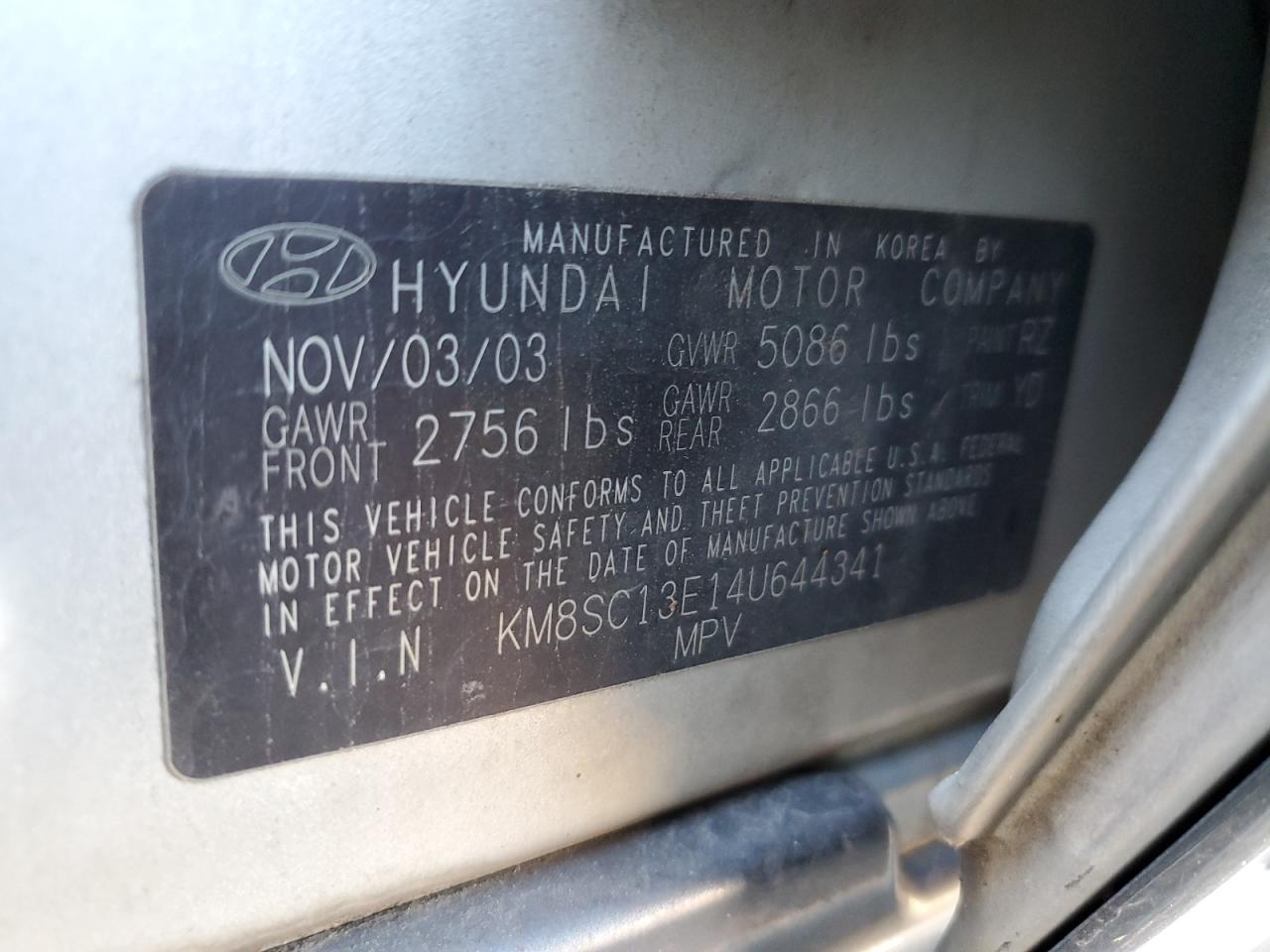 2004 Hyundai Santa Fe Gls VIN: KM8SC13E14U644341 Lot: 92492165