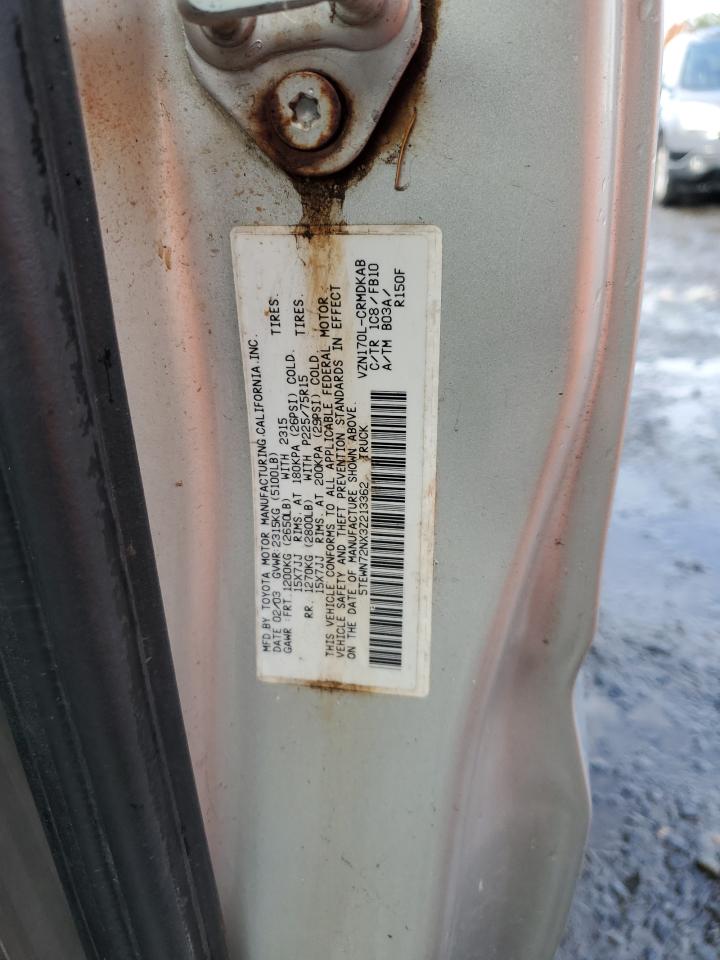 2003 Toyota Tacoma Xtracab VIN: 5TEWN72NX3Z213362 Lot: 90378735