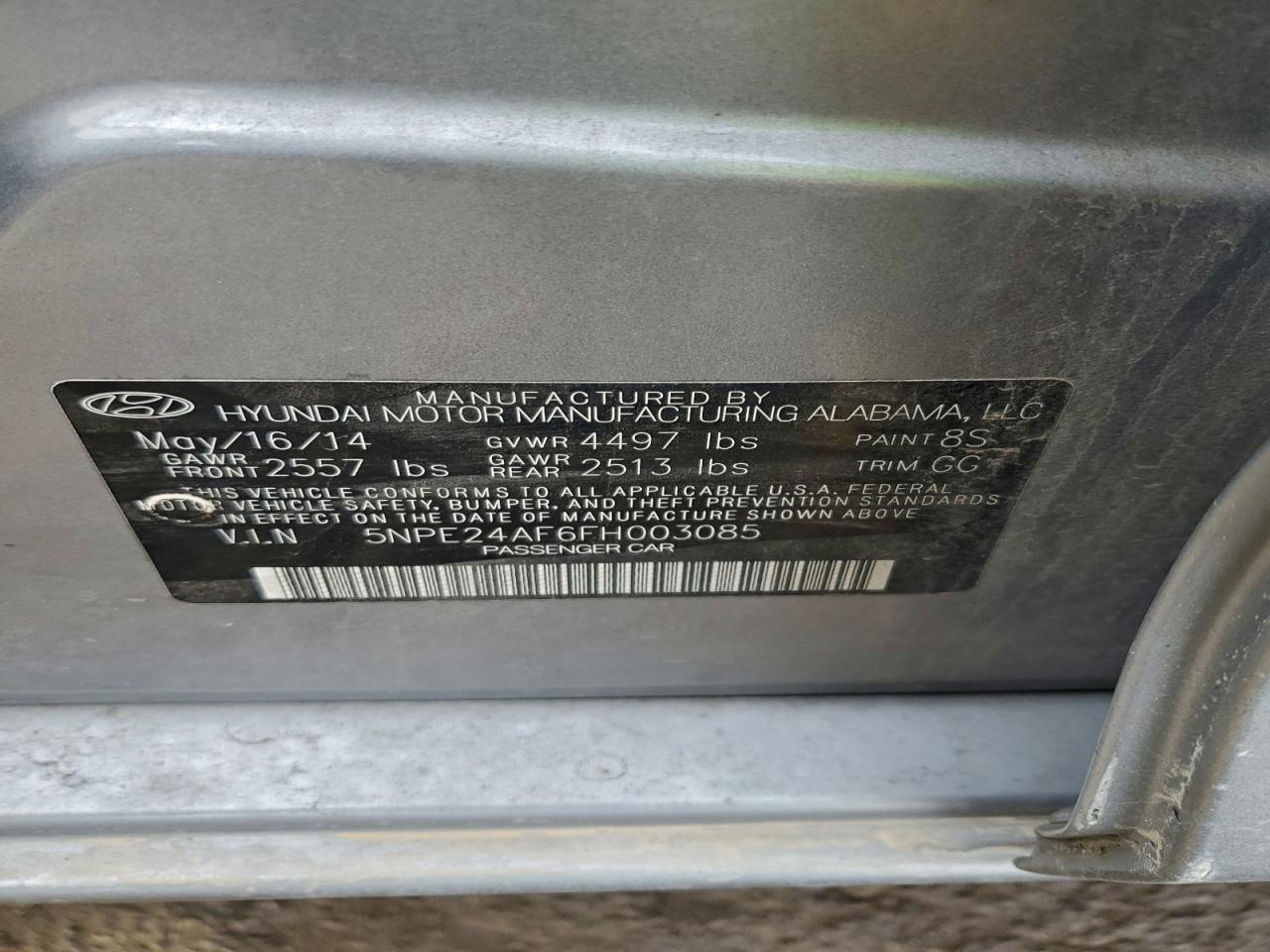 2015 Hyundai Sonata Se VIN: 5NPE24AF6FH003085 Lot: 94131505