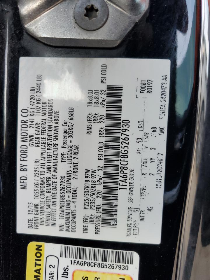 2016 Ford Mustang Gt VIN: 1FA6P8CF8G5267930 Lot: 91847535