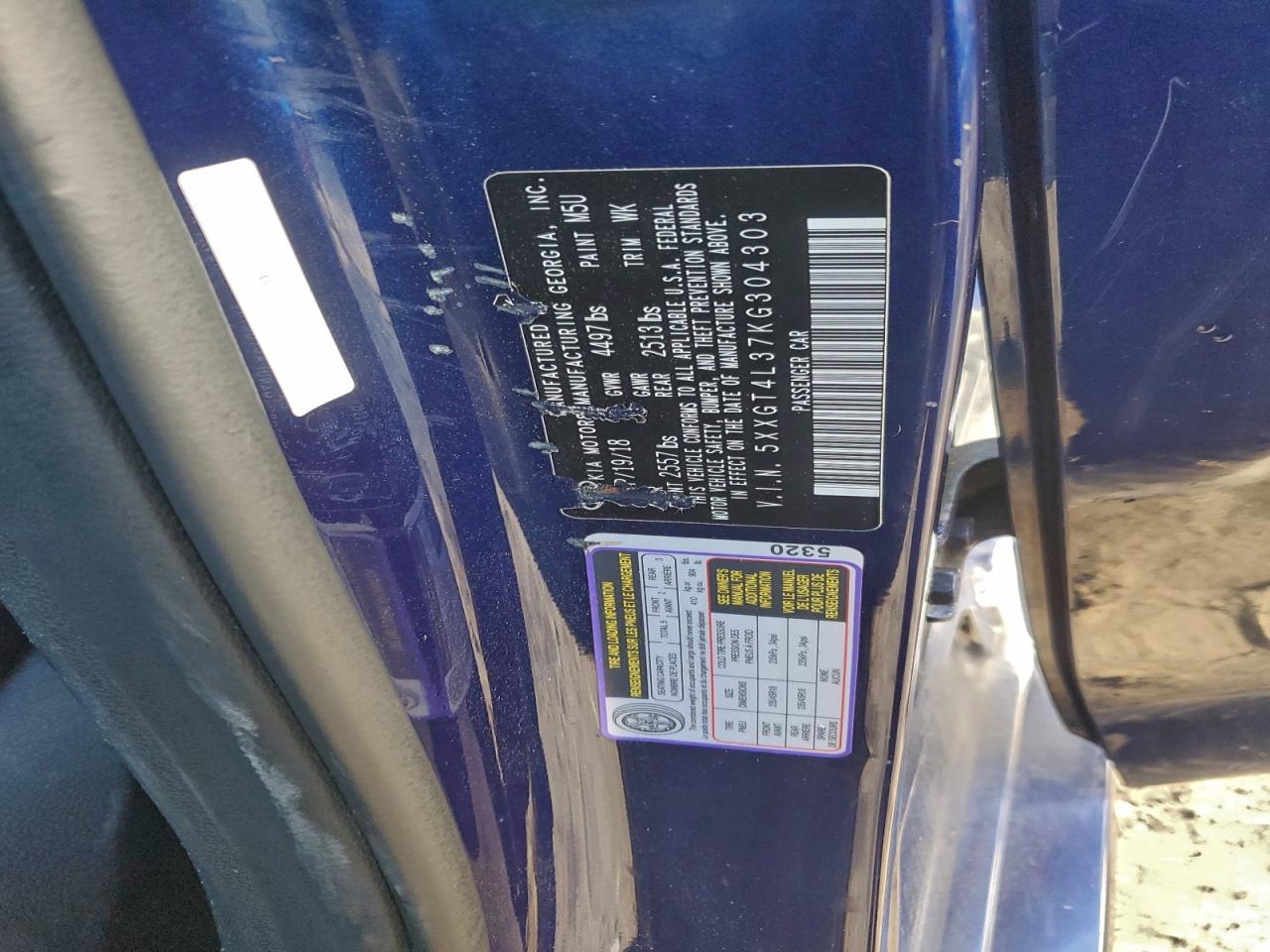 2019 Kia Optima Lx VIN: 5XXGT4L37KG304303 Lot: 94065055