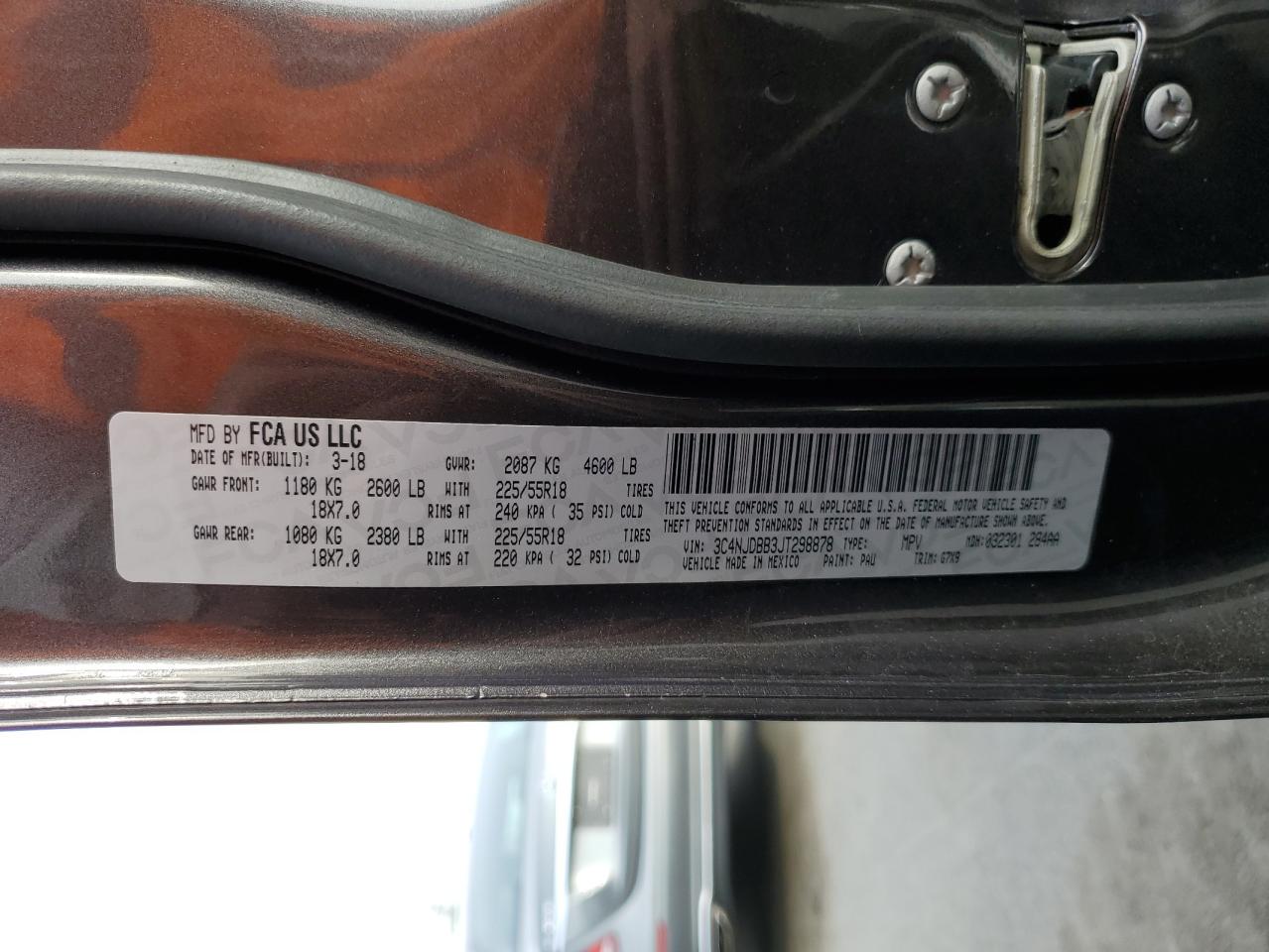 2018 Jeep Compass Latitude VIN: 3C4NJDBB3JT298878 Lot: 93152345