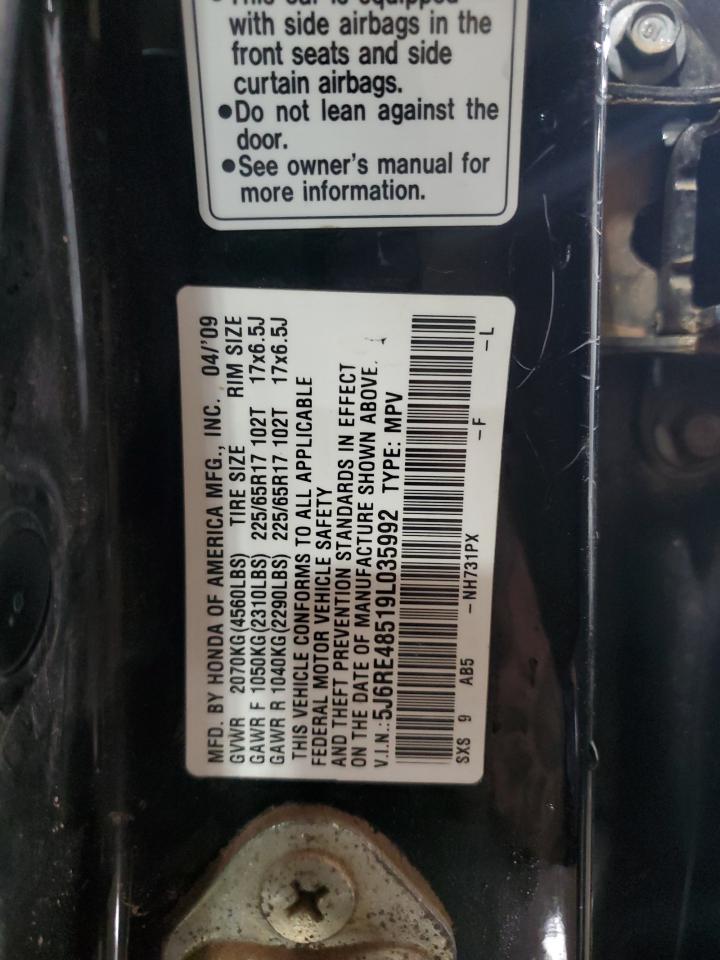 2009 Honda Cr-V Ex VIN: 5J6RE48519L035992 Lot: 92718455